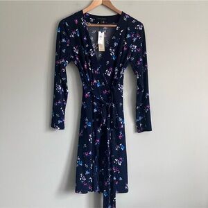 Banana Republic Navy Floral Long Sleeve Dress